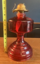 Antique Clear Glass Pedestal Kerosene Oil Lamp with Eagle Burner — listing 3
