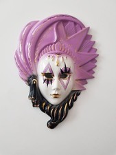 venezianische Maske Wanddeko - lila weiß