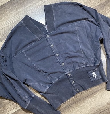 Free People Movement Hot Shot Cardi Womens Medium Distressed Gray Cropped Boho