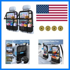 Car Backseat Organizer with Tray, Tablet Holder for Kids Road Trip 600d Oxf...