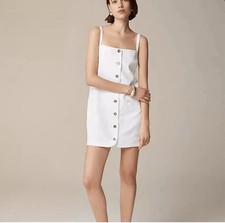 J.Crew White Claudia Mini dress in 100% linen Size M New