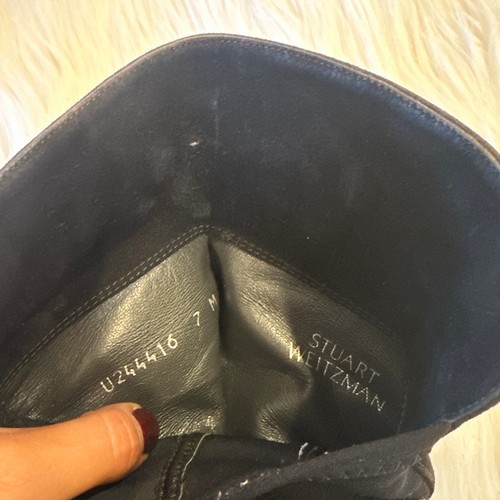 Stuart Weitzman 5050 Over The Knee High Boots Suede Leather Flat Black, Size 7 - Picture 16 of 17