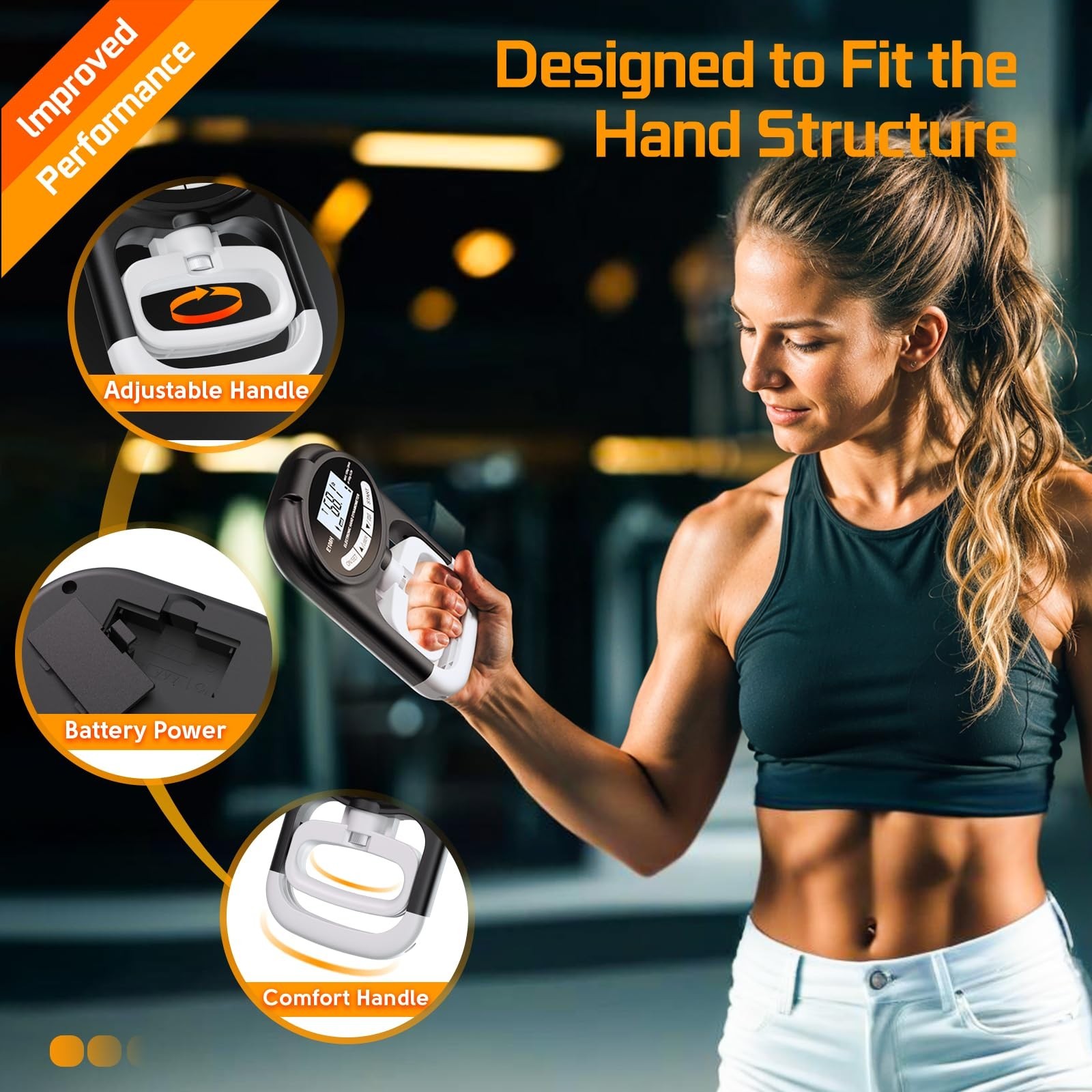 Grip Strength Tester Trainer Dynamometer - Hand Grip Dynamometer with Hand gr...