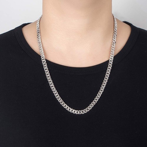 Fashion Men Solid 925 Sterling Silver Miami Cuban Link Necklace 6 MM 18 "20" ... - 第 2/7 張圖片