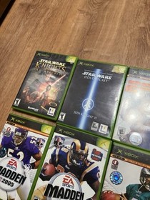 Vintage Video Game Lot Of 6 Xbox Games 1 PS2 GAME All CIB Star Wars Sports