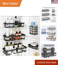 5 Pack Shower Caddy Organizer Rack Shelf for Inside Shower, Adhesive Bathroom...