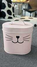 Katzen Blech Dose Rosa Deckel Katzengesicht Mittel Gro&szlig; Aufbewahrung So Niedlich