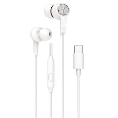 USB-C Type C Wired Braided High Bass Earphones with Built in Microphone