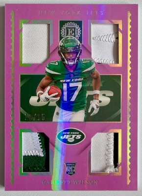 Garrett Wilson 2022 Panini Encased Rookie RC Quad Patch Pearl #RQM-5 Jets /15