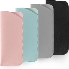 4 Packs Soft Eyeglass Cases Portable Pu Leather Glasses Pouch Squeeze Top