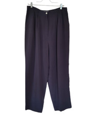 Talbots 100 Silk Vintage Wide-Leg Trousers Lined Women's Size L Black Lux EUC