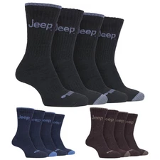 Jeep 4 Pack Mens Rich Cotton Blend Shock Absorption Terry Cushioned Boot Socks