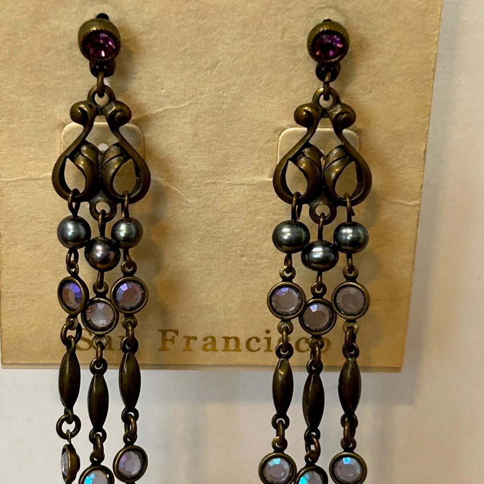 Pendientes Liz Palacios Cristal Swarovski Perlas Agua Dulce Araña Poste  Foto 4 de 4