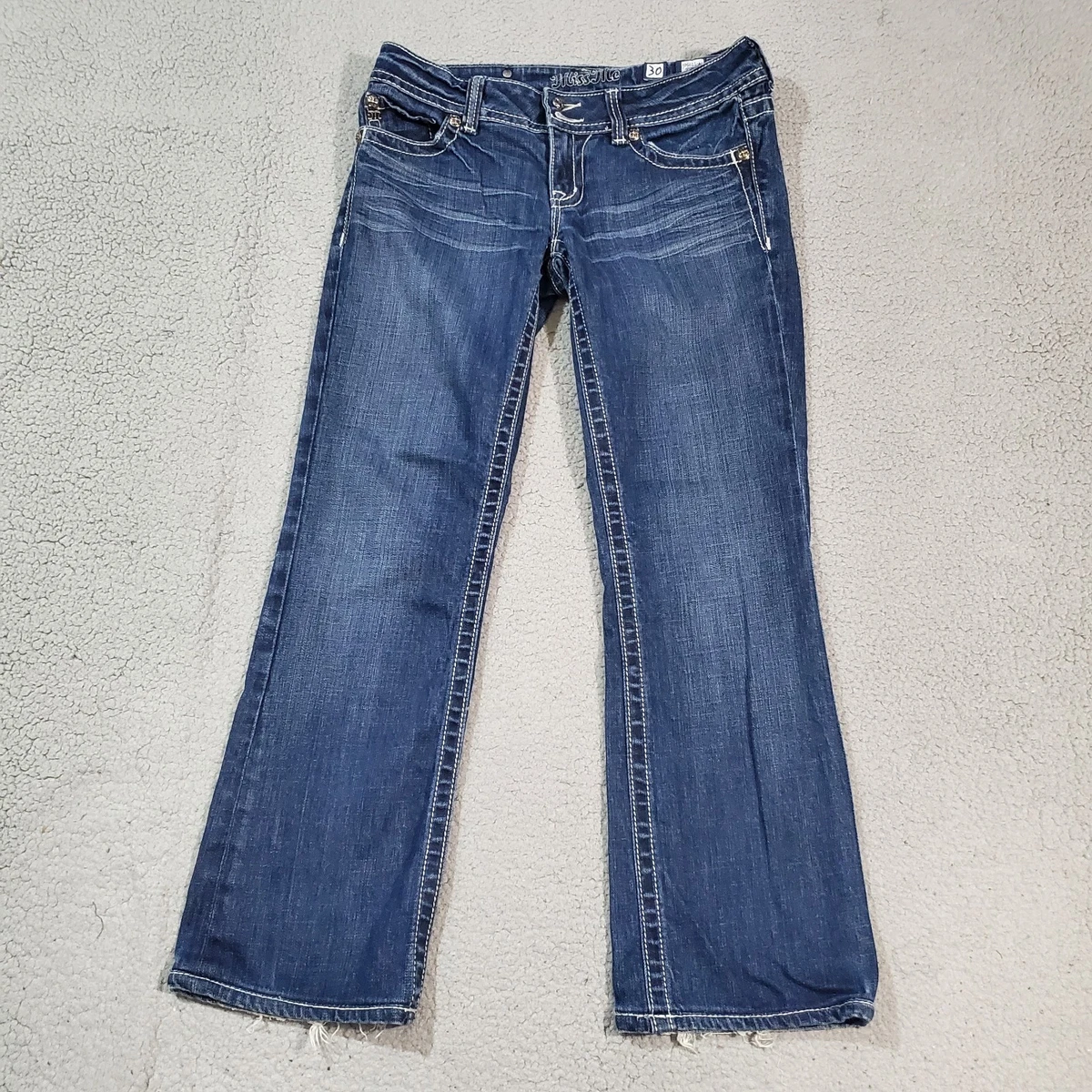 Jean Femme Miss Me Taille 28 Coupe Straight Leg - Occasion Très Bon état, Détail Broderies Western