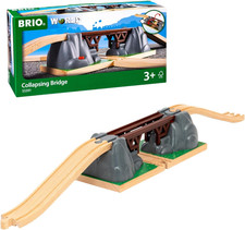 World Collapsing Bridge for Wooden Train Set - 3-Piece Accessory - Fsc-Certified