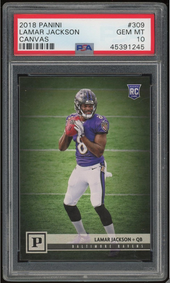 2018 Panini Canvas Lamar Jackson #309 RC Rookie PSA 10 [Rare, Low Pop]