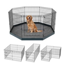 Foldable Dog Playpen, 24x30in 8 Panels Metal Pet Exercise Fence with Botton P...