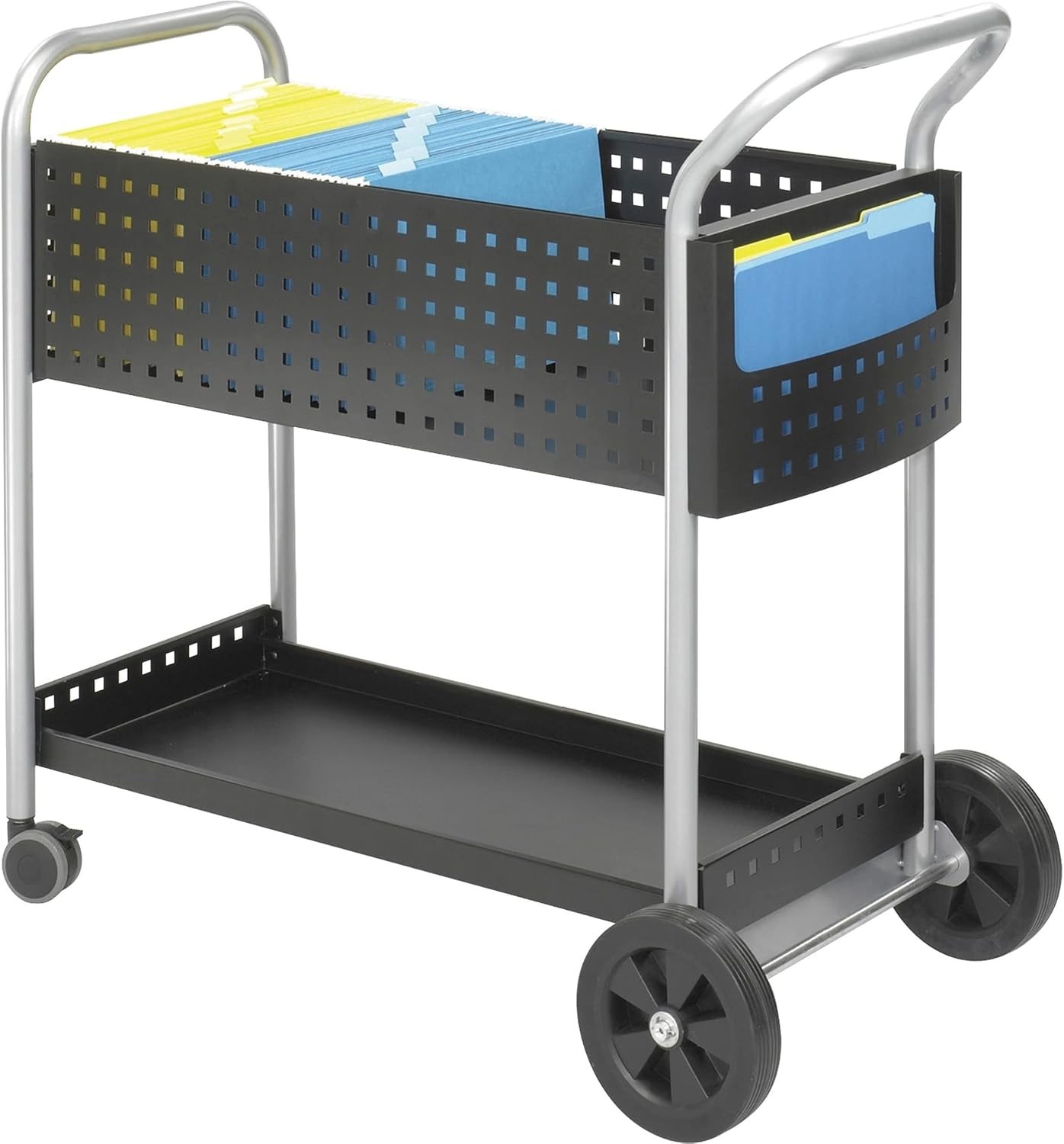 Safco Scoot Legal SizeMail Cart 5239BL Black, Swivel Wheels, 32"