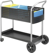 Safco Scoot Legal SizeMail Cart 5239BL Black, Swivel Wheels, 32"