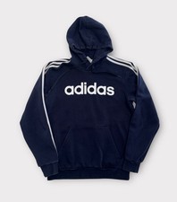 Adidas Hoodie Sweatshirt Adult Medium Blue Pullover Spell Out Logo