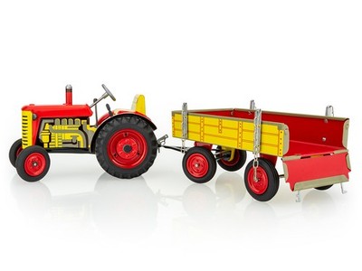 _Traktor ZETOR s valníkem - červený - kovové disky kol KOVAP
