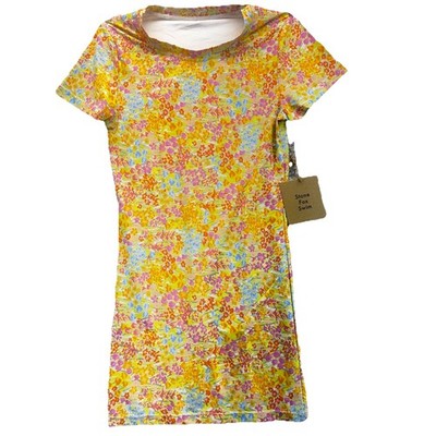 Stone Fox Swim Bambi Baby Tee Dress Flower Fields Floral Cover Up Sz S NWT