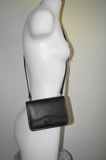 Black 100 Leather Wallet Travel Organizer Crossbody Bag Rare