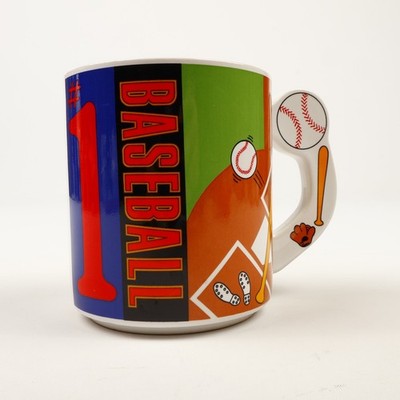 Vintage Baseball Coffee Mug Bat-Shaped Handle Japan Kato Kogei #1