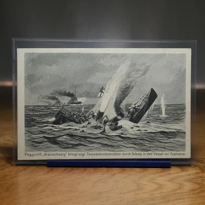 SMS Braunschweig Flaggschiff Seekrieg Marine Torpedoboot 1916 Saltzmann AK - Bild 1 von 4
