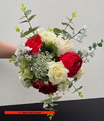 Handgefertigter künstlicher Hochzeitsstrauß Pfingstrose Rose rustikal Boho Braut Blumen rot