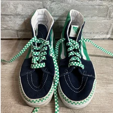 VANS Sk8 Hi Navy Suede/Green Canvas Lace Up Hi Top Skate Shoes Men’s 6.5