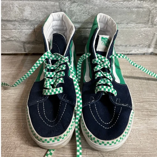 Scarpe da skate VANS Sk8 Hi Navy scamosciate tela verde stringate alte da uomo 6 5