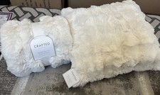 Set Of Fuzzy Bubble Faux Fur Throw Blanket  Ivory off white Free Ship
