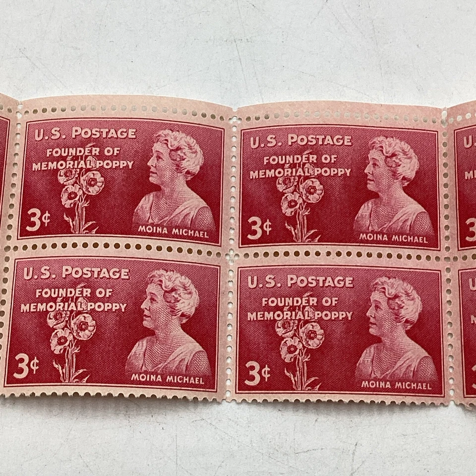MINT 1948 Founder of Memorial Poppy 3 Cent U.S. SCOTT Block of 10 Stamps - Image 3 of 4