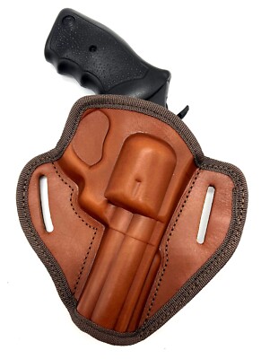 For 4'' TAURUS 65 66, Right Hand Brown Leather Open Top OWB Belt Holster