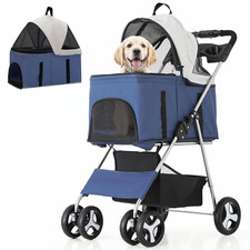 3 in 1 Foldable Pet Stroller for Small  Medium Dogs, Detachable Carrier, Car Se
