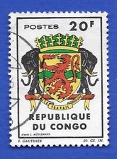 TIMBRE AFRIQUE, CONGO 1965, ARMOIRIES, OBLITÉRÉ
