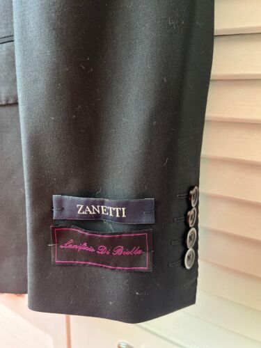 New- Zanetti - Porto Black Two Button Wool Suit US 40S-34S-slacks - Picture 3 of 11