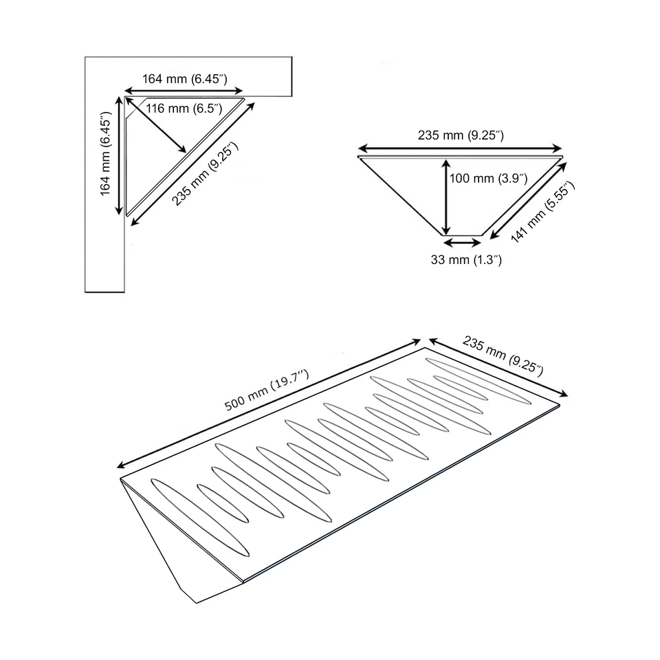 Paquete de 2 - Trampas para bajos acústicos de esquina difusa de absorción de sonido estrecha "PULSO" Foto 2 de 3