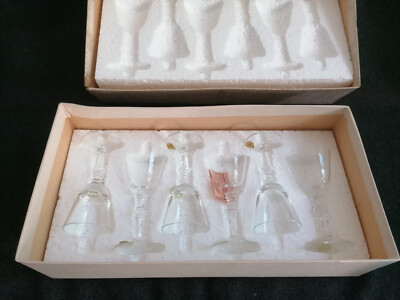 6 MOSER Modell Mozart Süß Wein Likör Gläser Perlrand NEU 12,5cm in original Box
