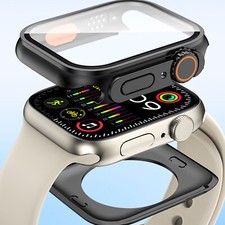For iWatch Series 10 9 8-4/SE Hard PC Case with Screen Protector Case Back Frame