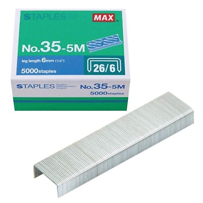 Max 35-5M Standard Staples for USA; Leg Length 6mm (1/4''); 100 Staples per St...