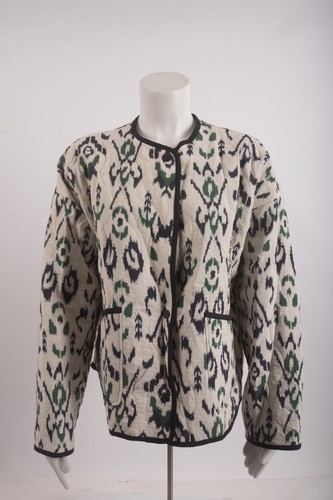Zara Damen Stepp Ikat Jacke leicht blau grün L Große 2648/942 DEFEKT