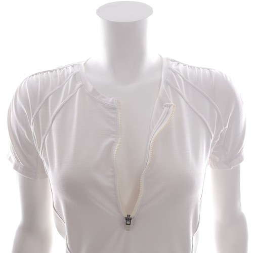 Athleta Size Small Solid White Short Sleeve Half Zip Shirt - Picture 9 of 15