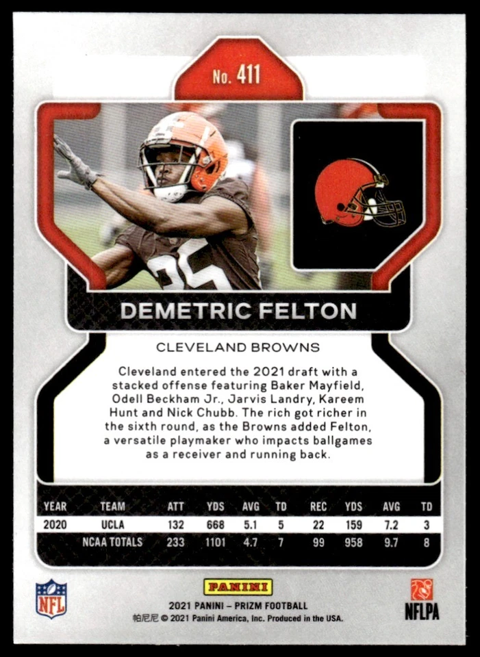 2021 Panini Chronicles Draft Picks Prestige Base Bronze Demetric Felton UCLA - Image 2 of 2