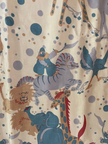 Tela textil circo vintage años 60 animales payasos mediados de siglo tela de corteza moderna - Imagen 5 de 12