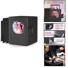 MTG Deck Box for Commander Display, Black, Modern Style, Trading Card Storage Bo