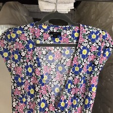 J. Crew Woman’s Wrap Dress XXS Colorful Floral Short Sleeve V-Neck Long