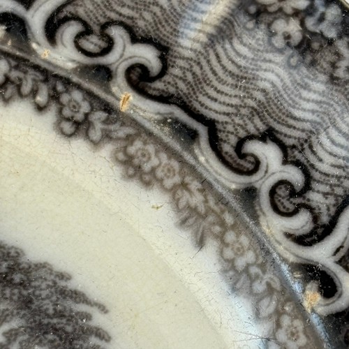 19th C. Staffordshire Black Transferware Washington Vase Plate Podmore Walker - Picture 14 of 24