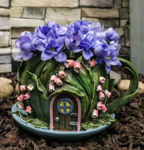 Fairy Garden Leaf Foliage Teacup Cottage House Floral Planter Vase Figurine - 第 1/9 張圖片